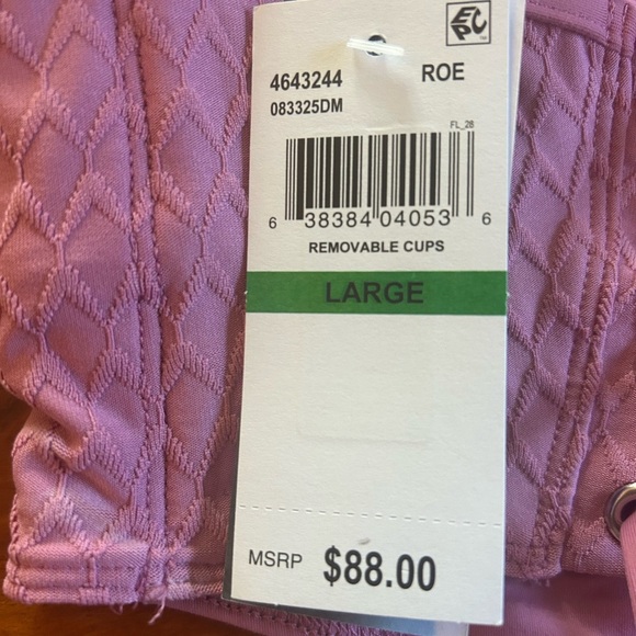 NWT Two Piece Isabella Rose Mauve Bathing Suit Size Large Mermaid Style Tropical - Picture 5 of 10